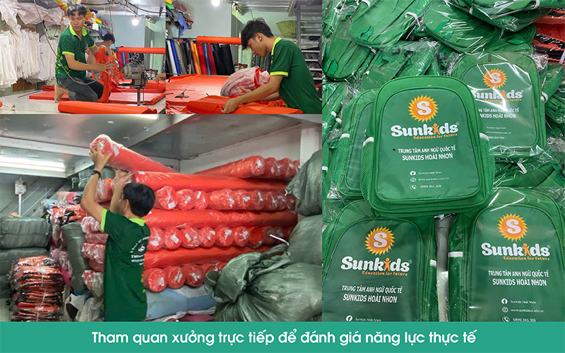 tham quan xưởng may balo trực tiếp để đánh giá năng thực tế 